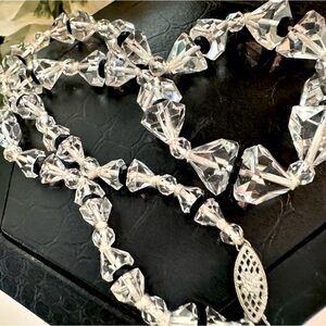 Vintage Handmade Swarovski Crystal Necklace & Earrings Matching Jewelry set 14k